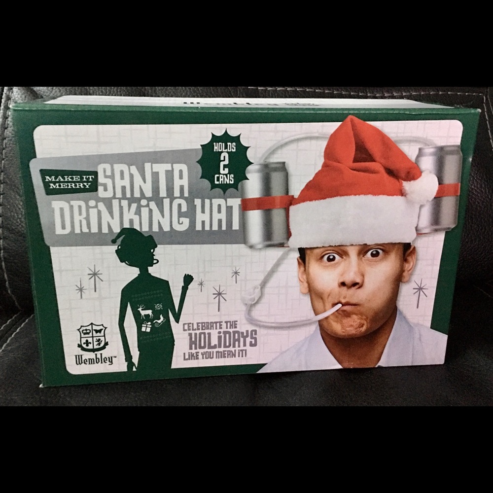 Santa drinking hat (cap) - 2 cans for Christmas